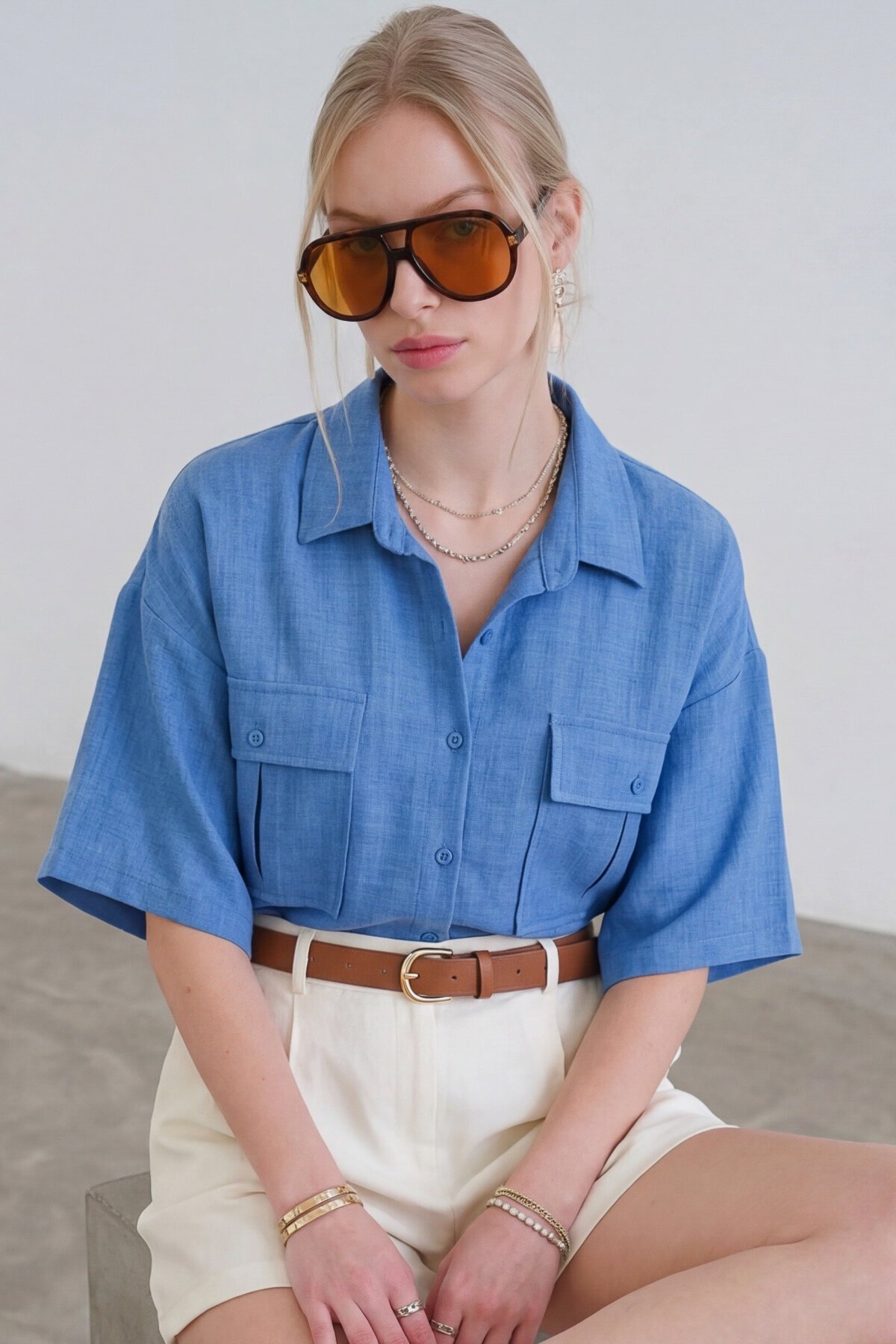 Zarf Cepli Sofia Keten Gömlek