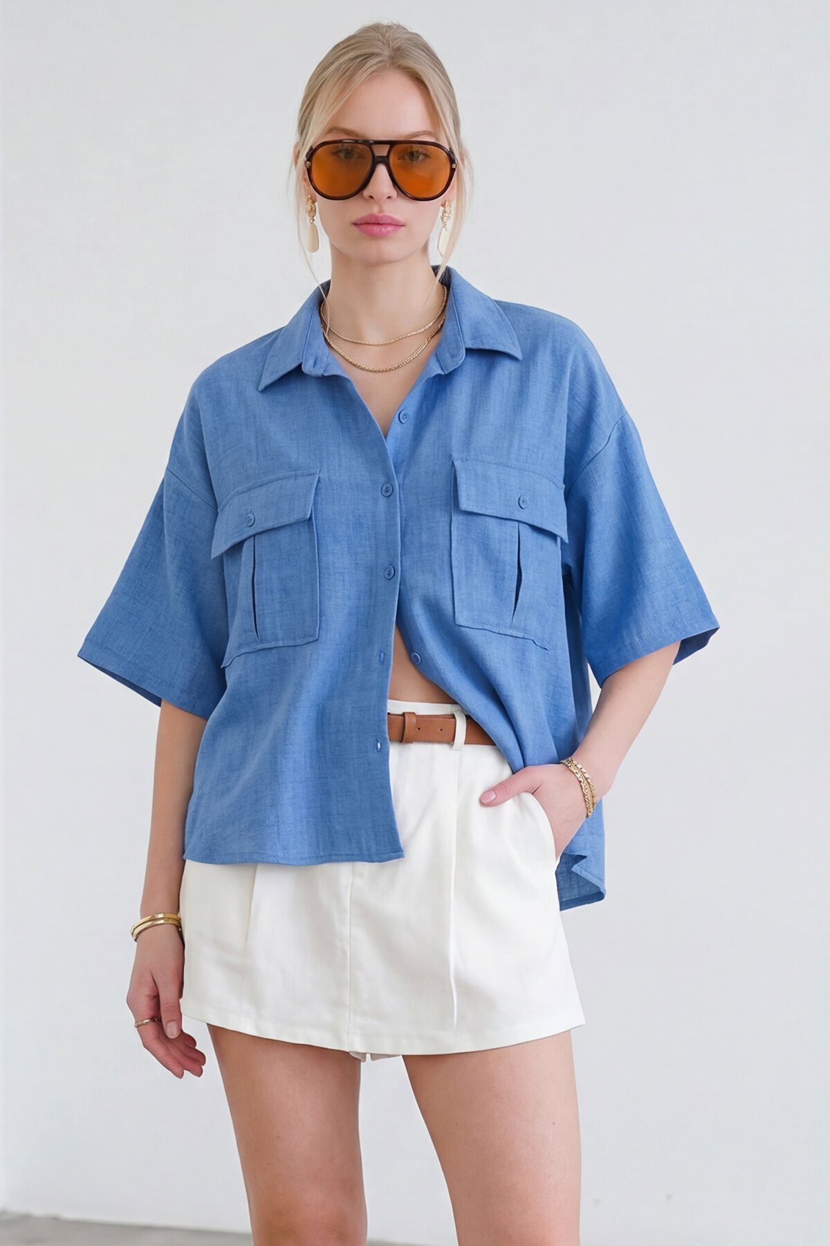 Zarf Cepli Sofia Keten Gömlek