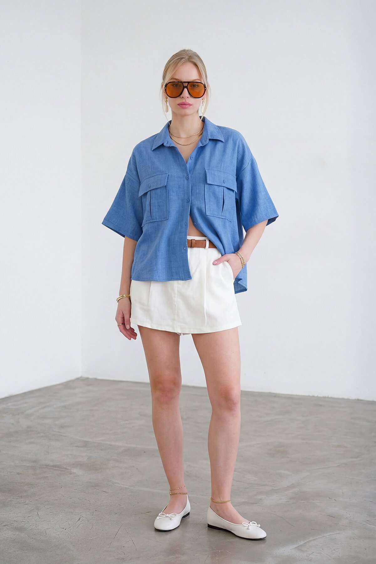 Zarf Cepli Sofia Keten Gömlek