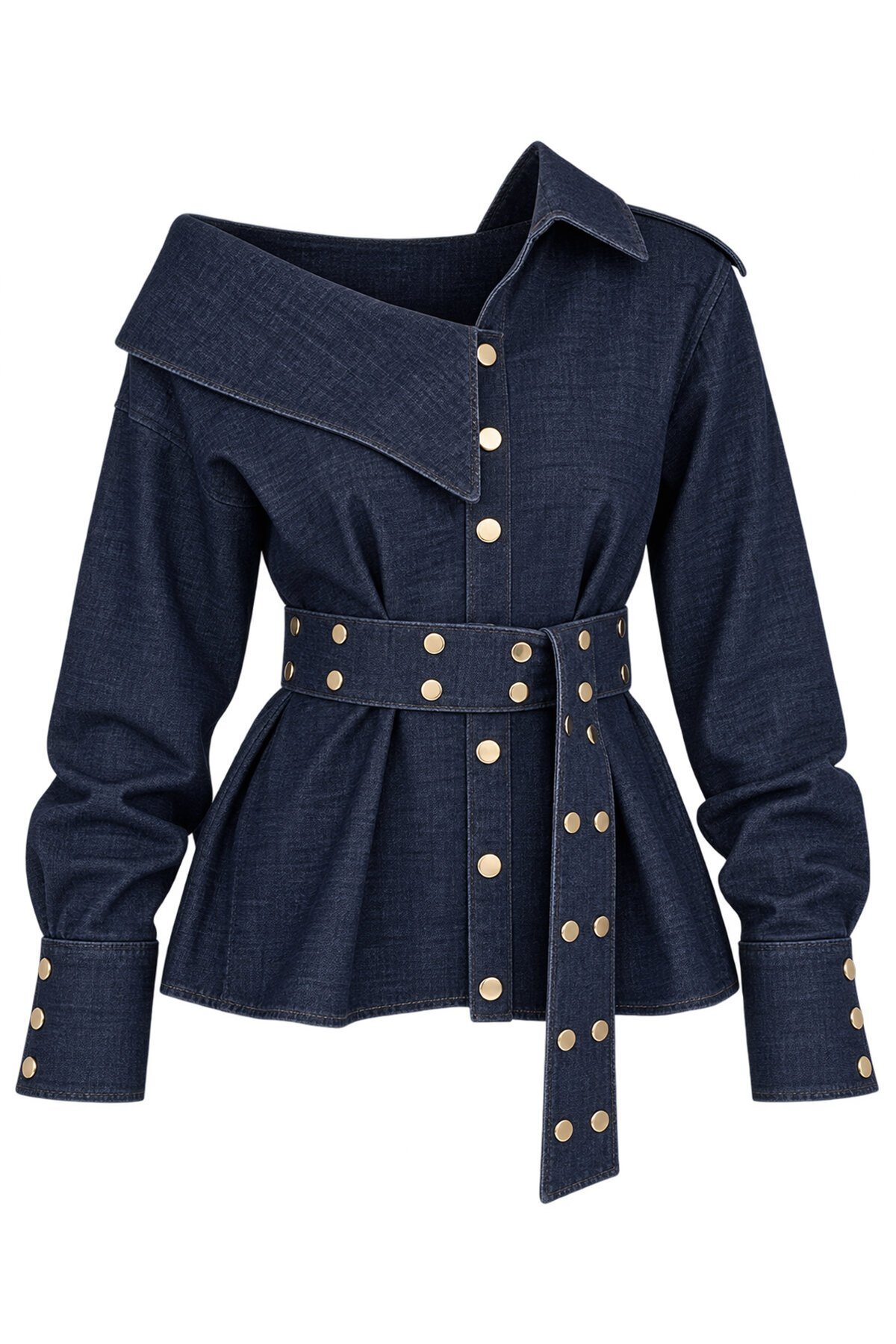 Asimetrik Yaka Denim Ceket