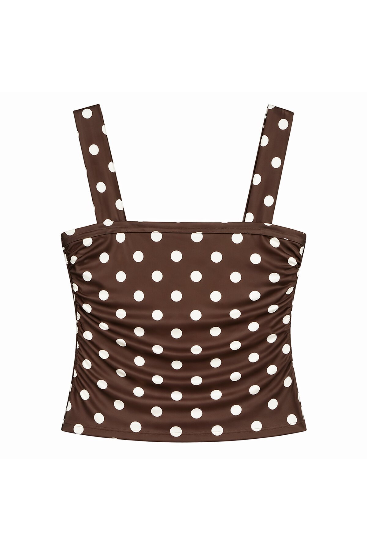 Askılı Drape Detaylı Puantiyeli Crop Bluz