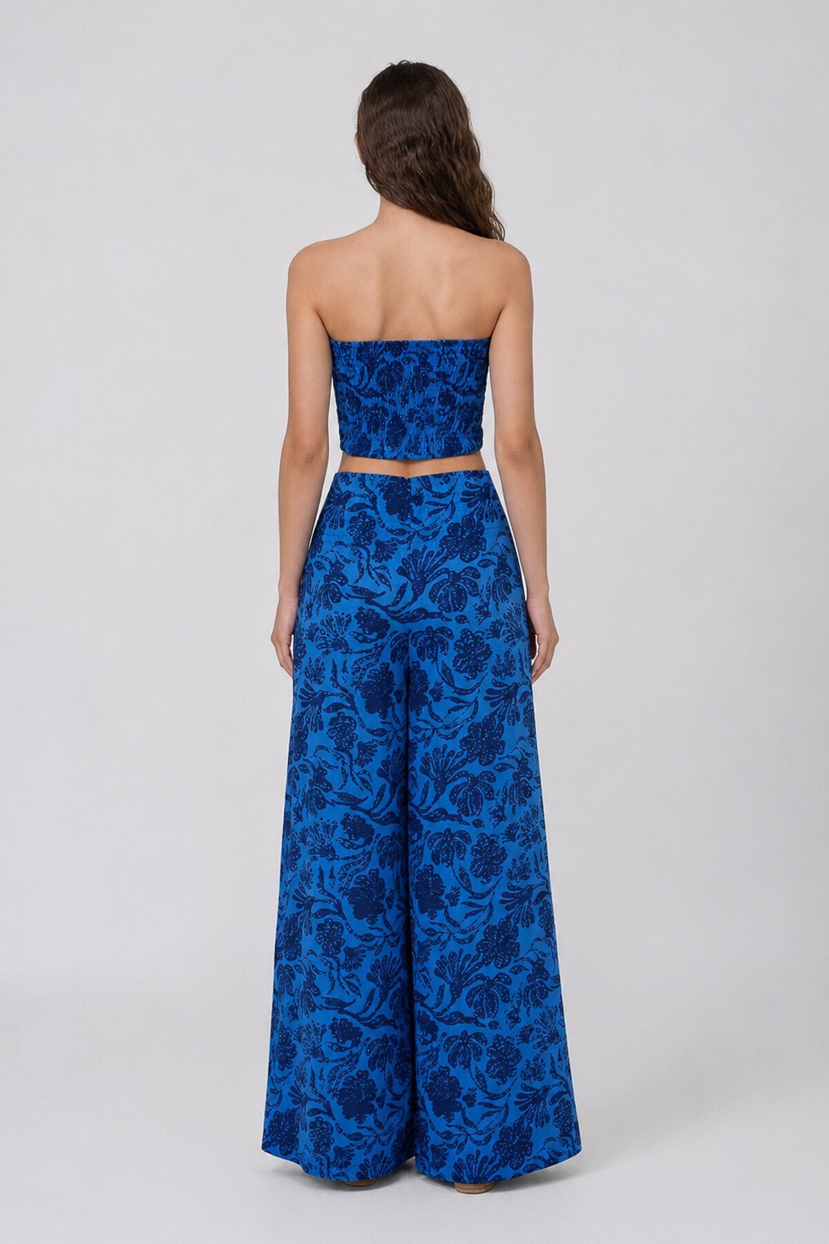 Beli Gipeli Geniş Paça Pantolon Ve Gipeli Crop Büstiyer Takım