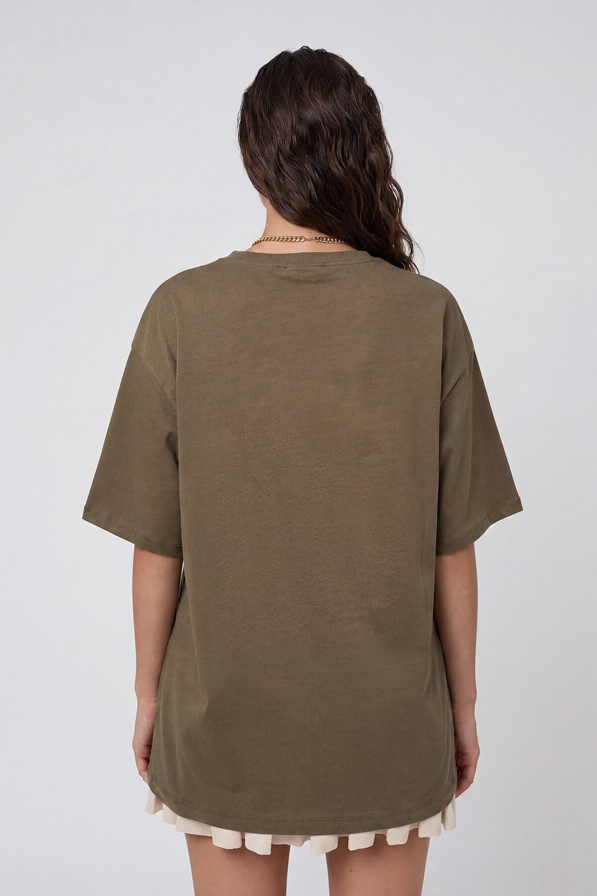 Bisiklet Yaka Oversize İnci Ve Taş İşlemeli T-Shirt