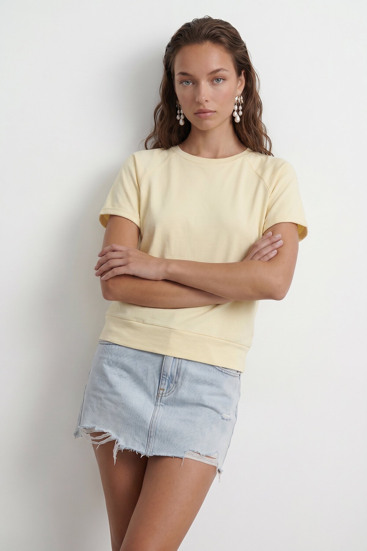 Bisiklet Yaka Reglan Kol Oversize T-Shırt