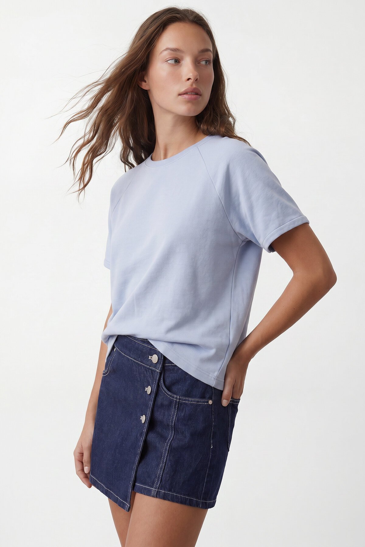 Bisiklet Yaka Reglan Kol Oversize T-Shırt