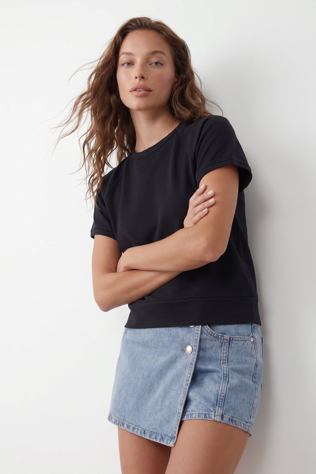 Bisiklet Yaka Reglan Kol Oversize T-Shırt