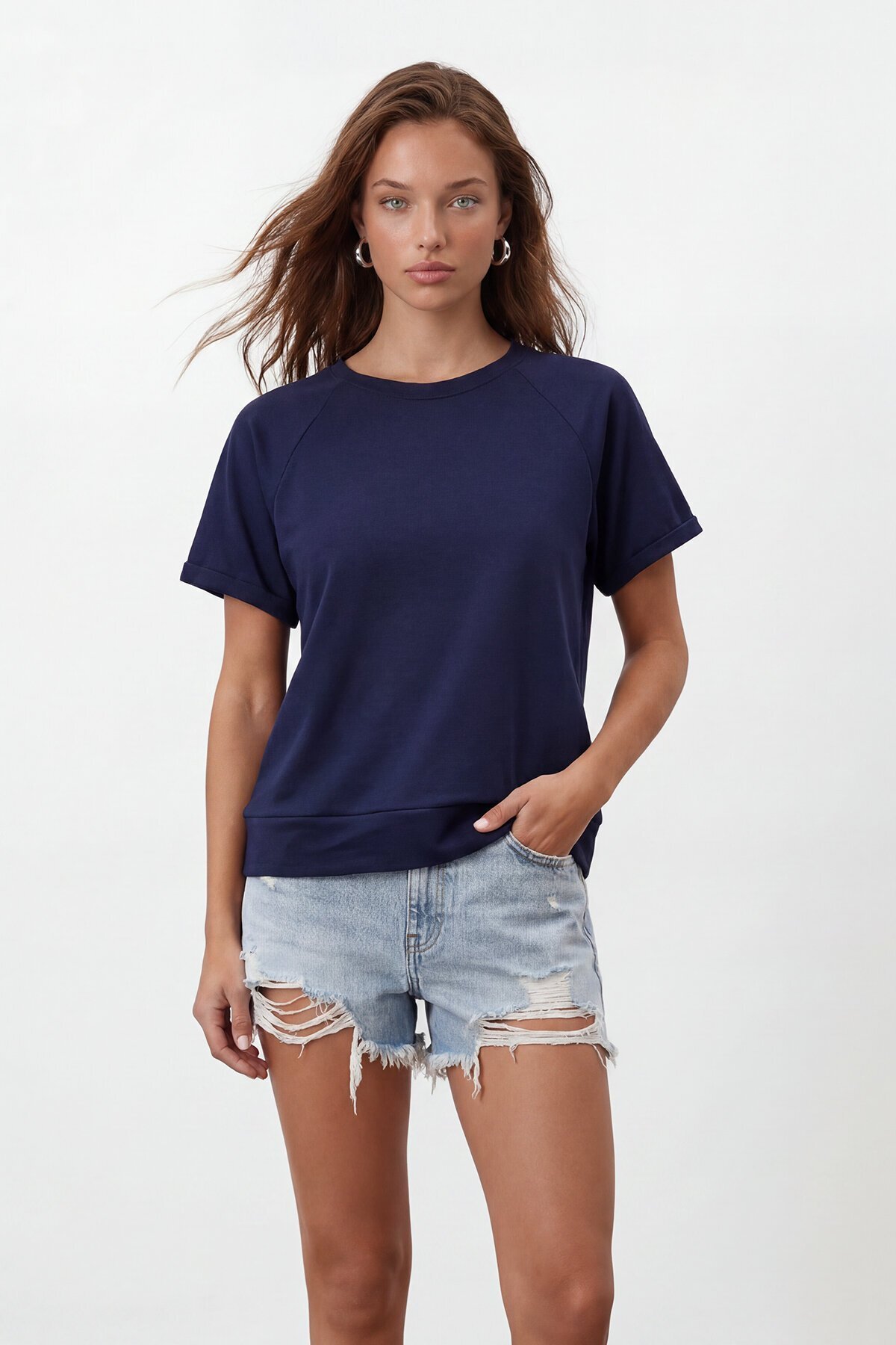 Bisiklet Yaka Reglan Kol Oversize T-Shırt