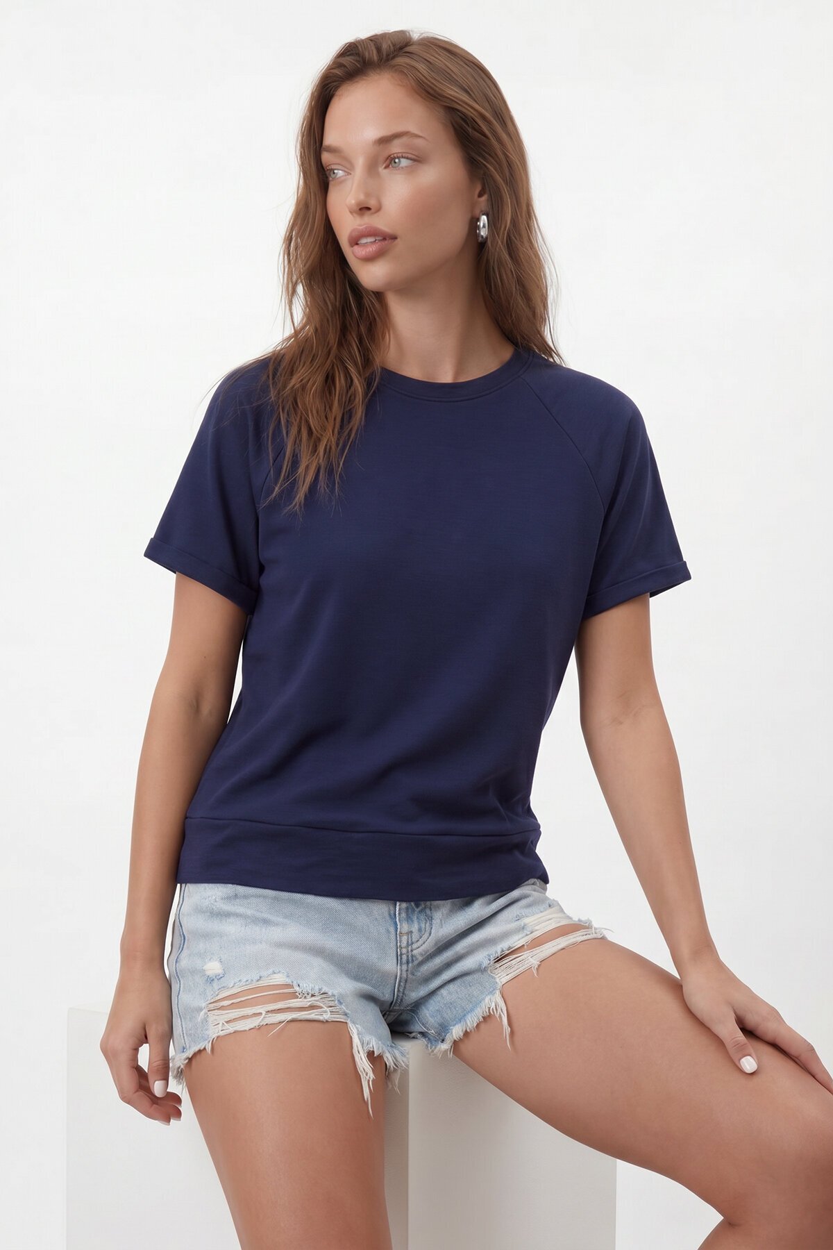 Bisiklet Yaka Reglan Kol Oversize T-Shırt
