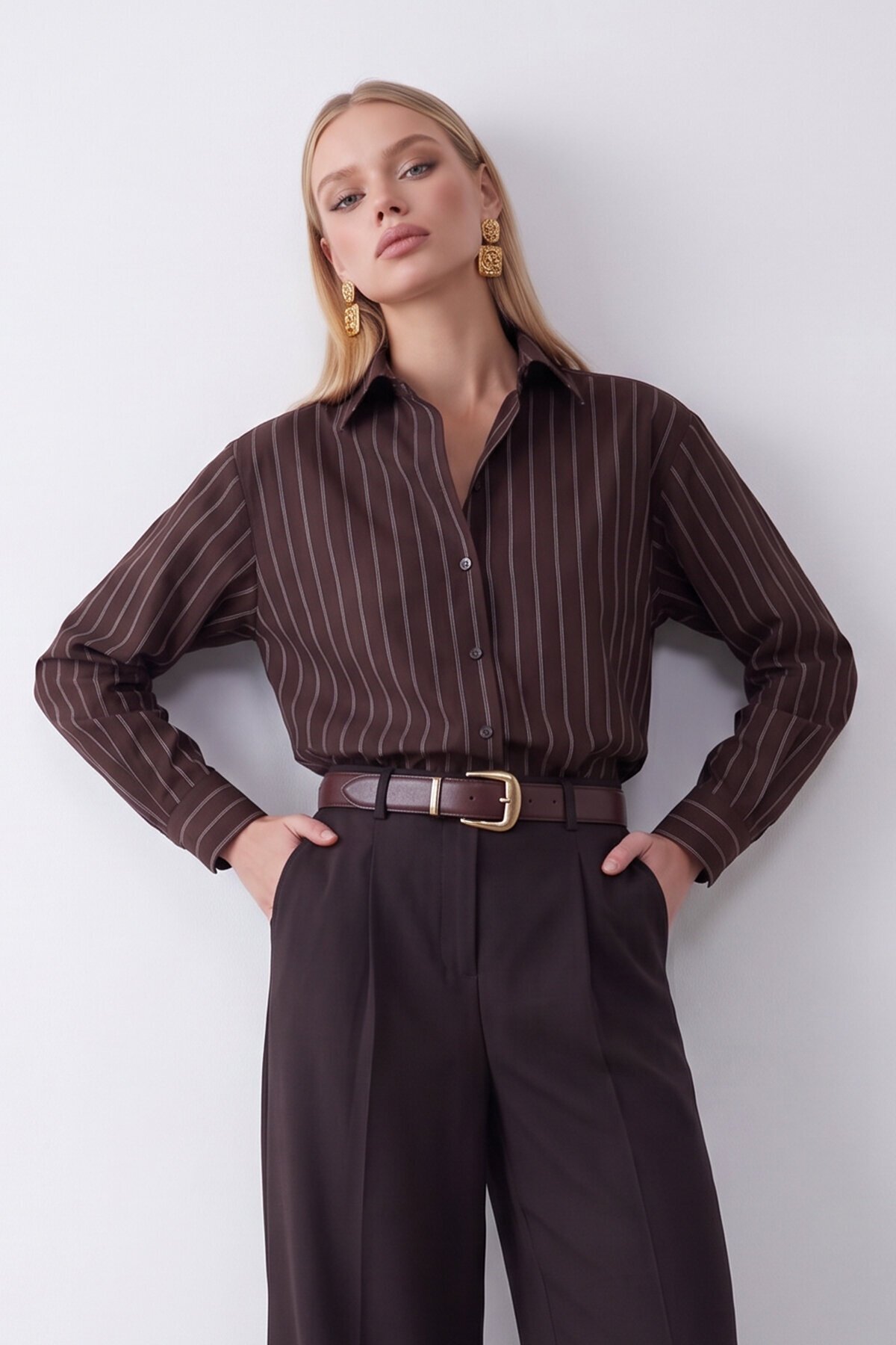 Çizgili Oversize Gömlek