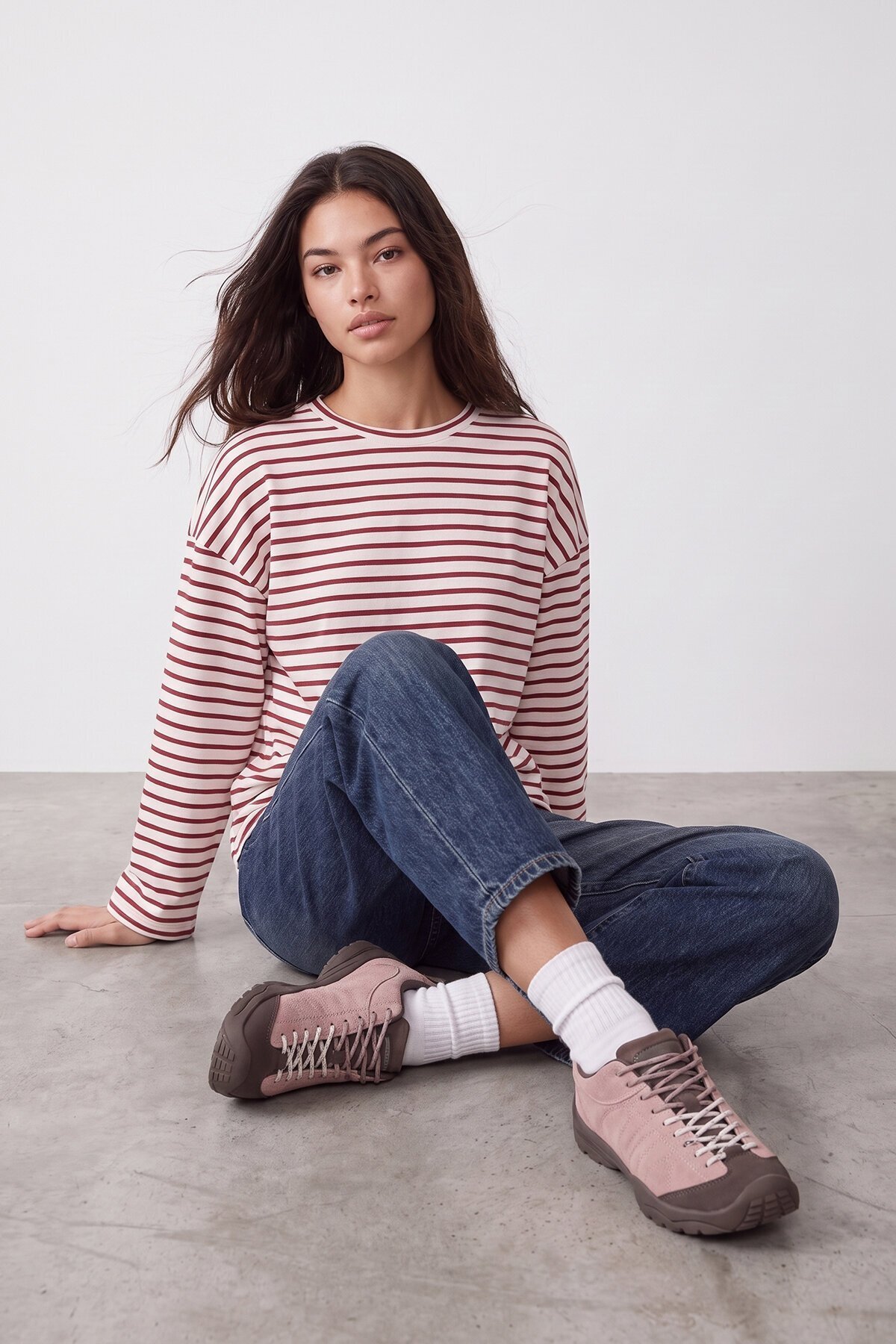 Çizgili Oversize Sweat