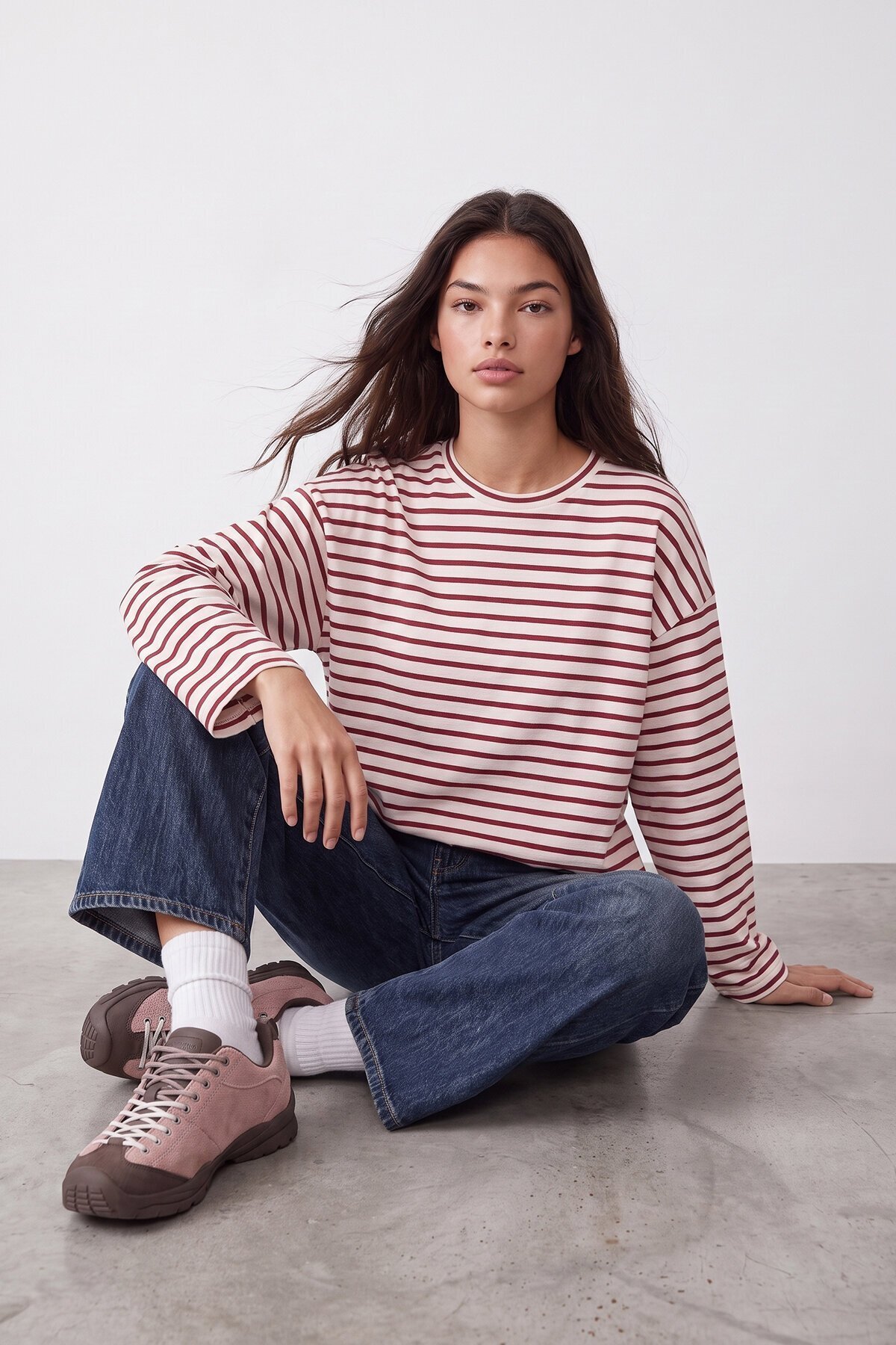 Çizgili Oversize Sweat