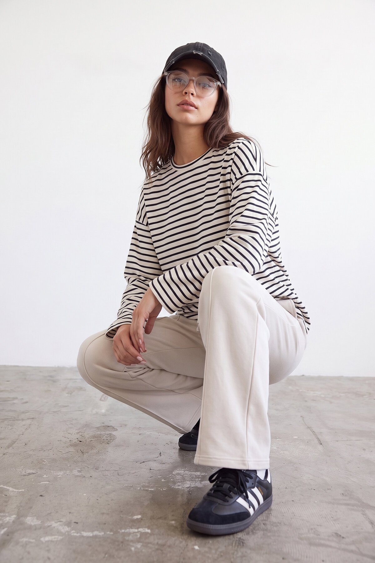 Çizgili Oversize Sweat