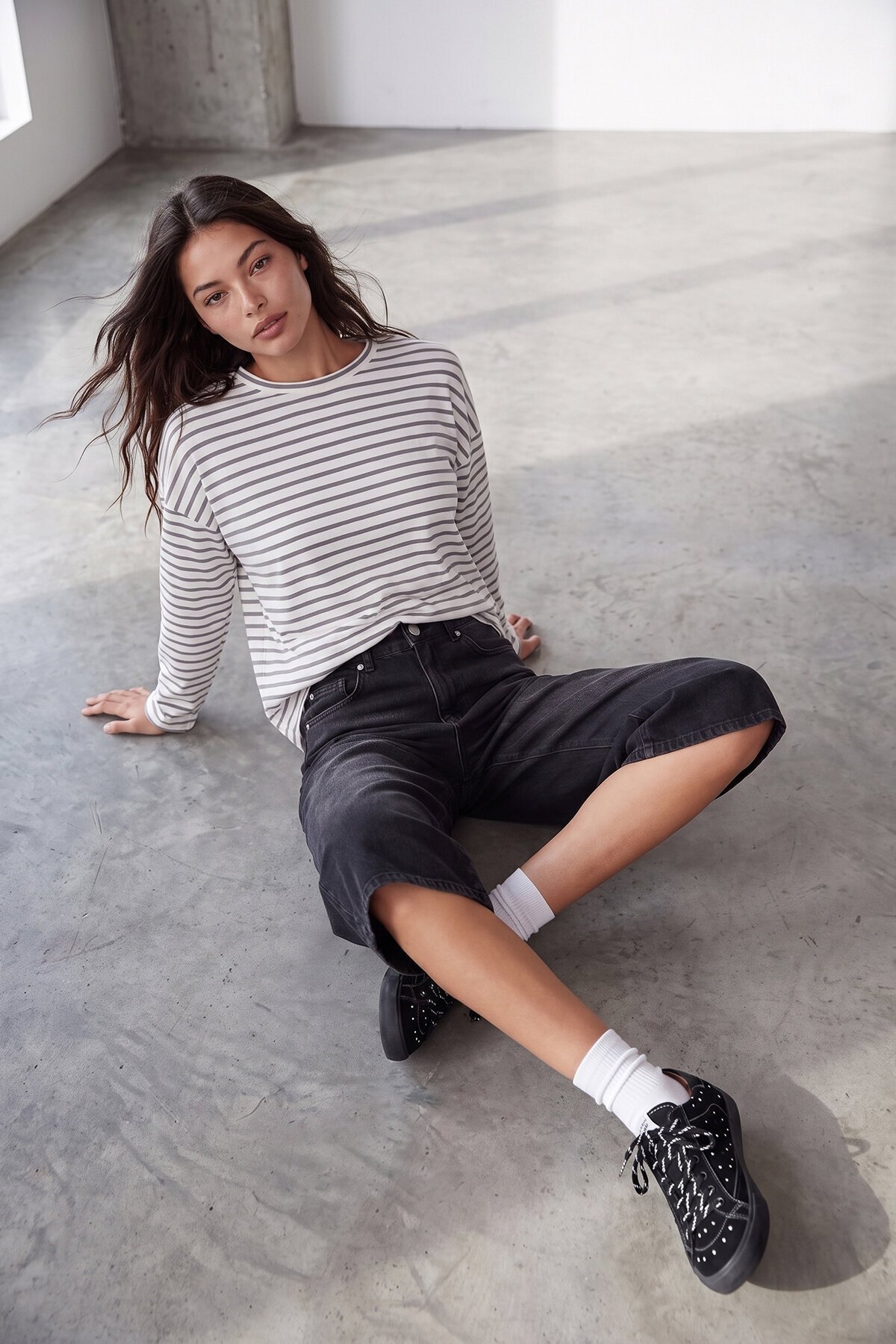 Çizgili Oversize Sweat