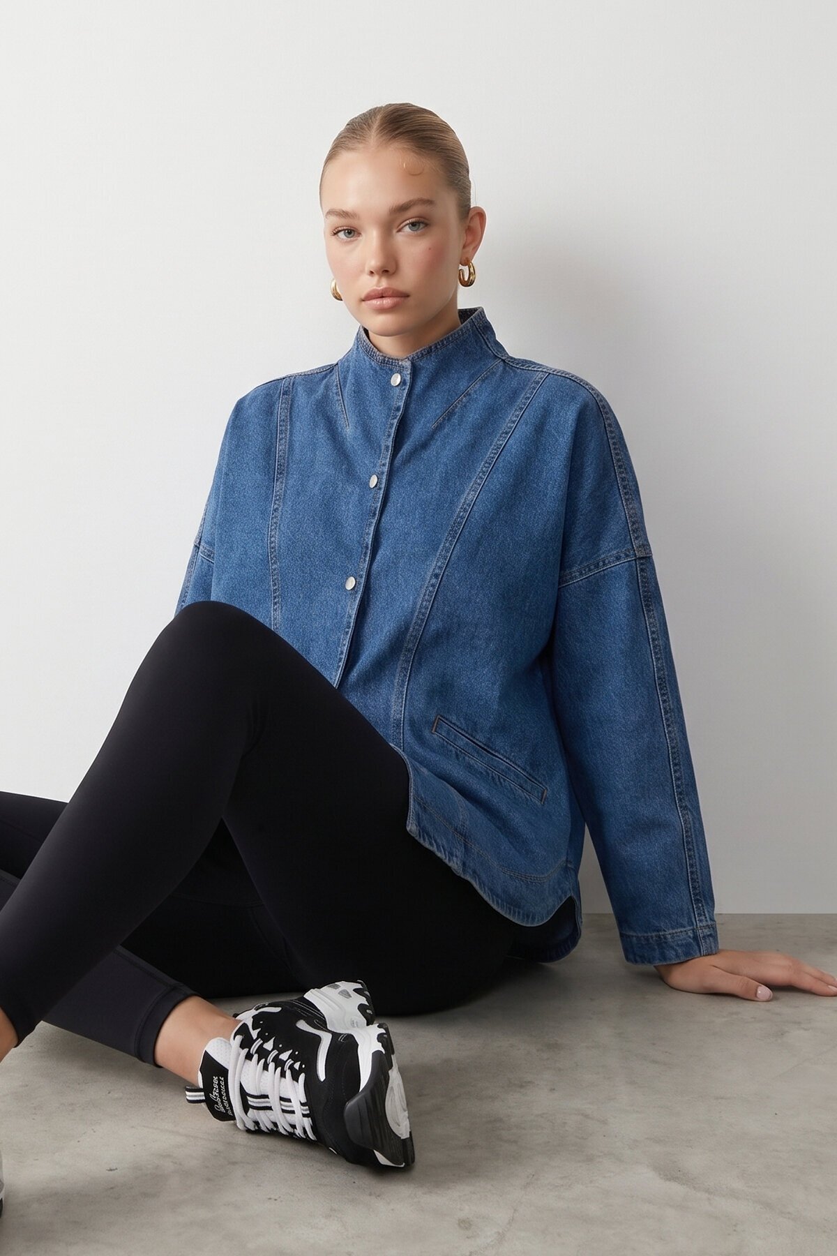 Denim Dik Yaka Ceket