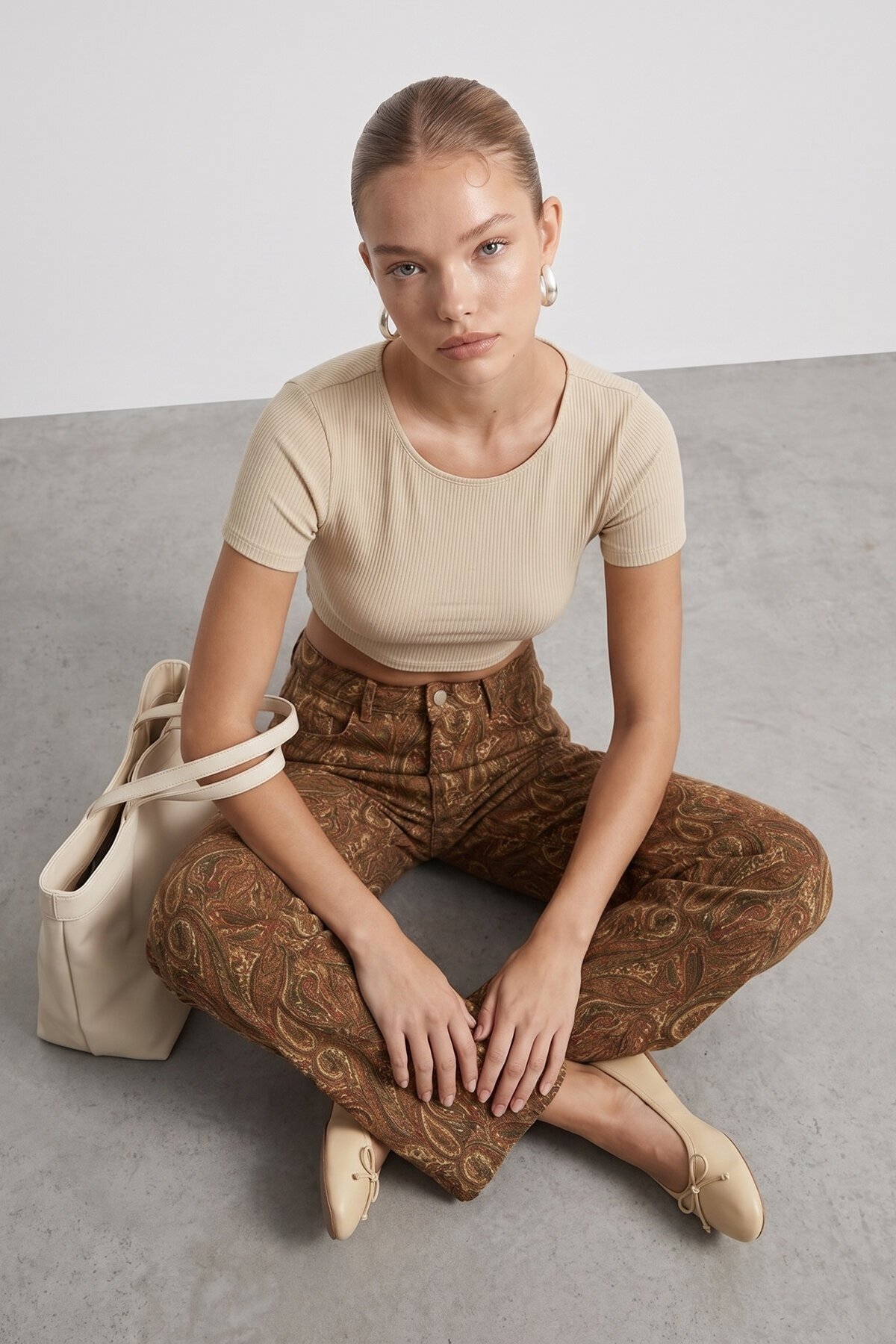 Desenli Gabardin Pantolon