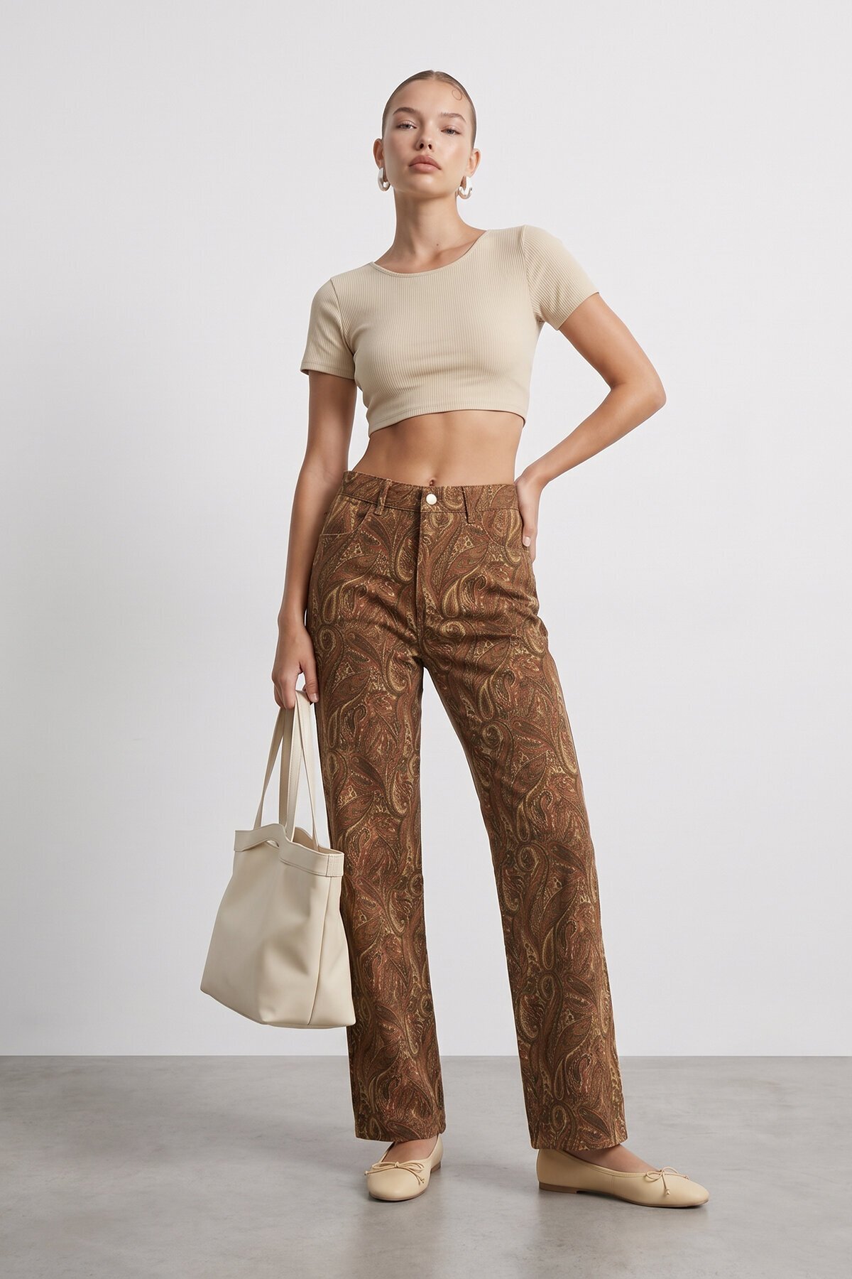 Desenli Gabardin Pantolon