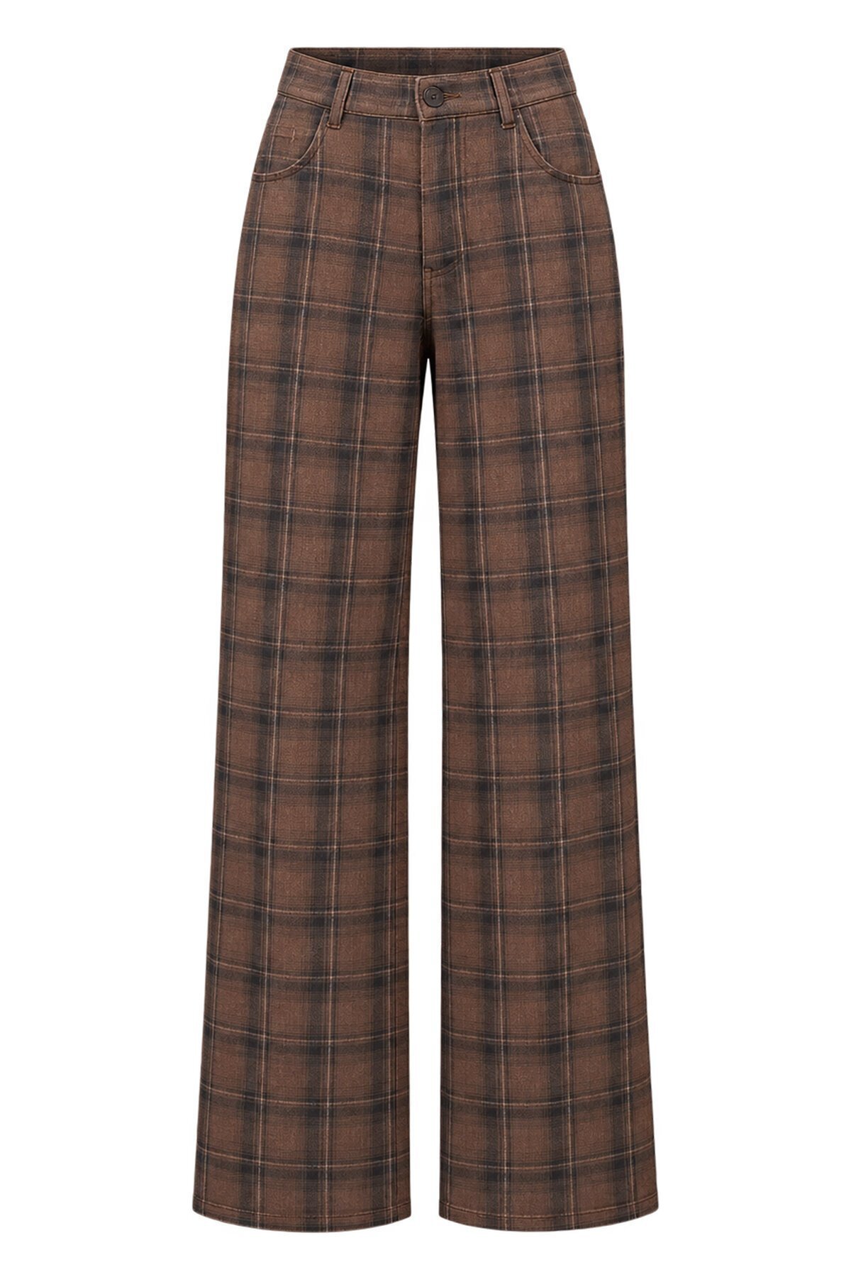 Ekose Desenli Denim Pantolon