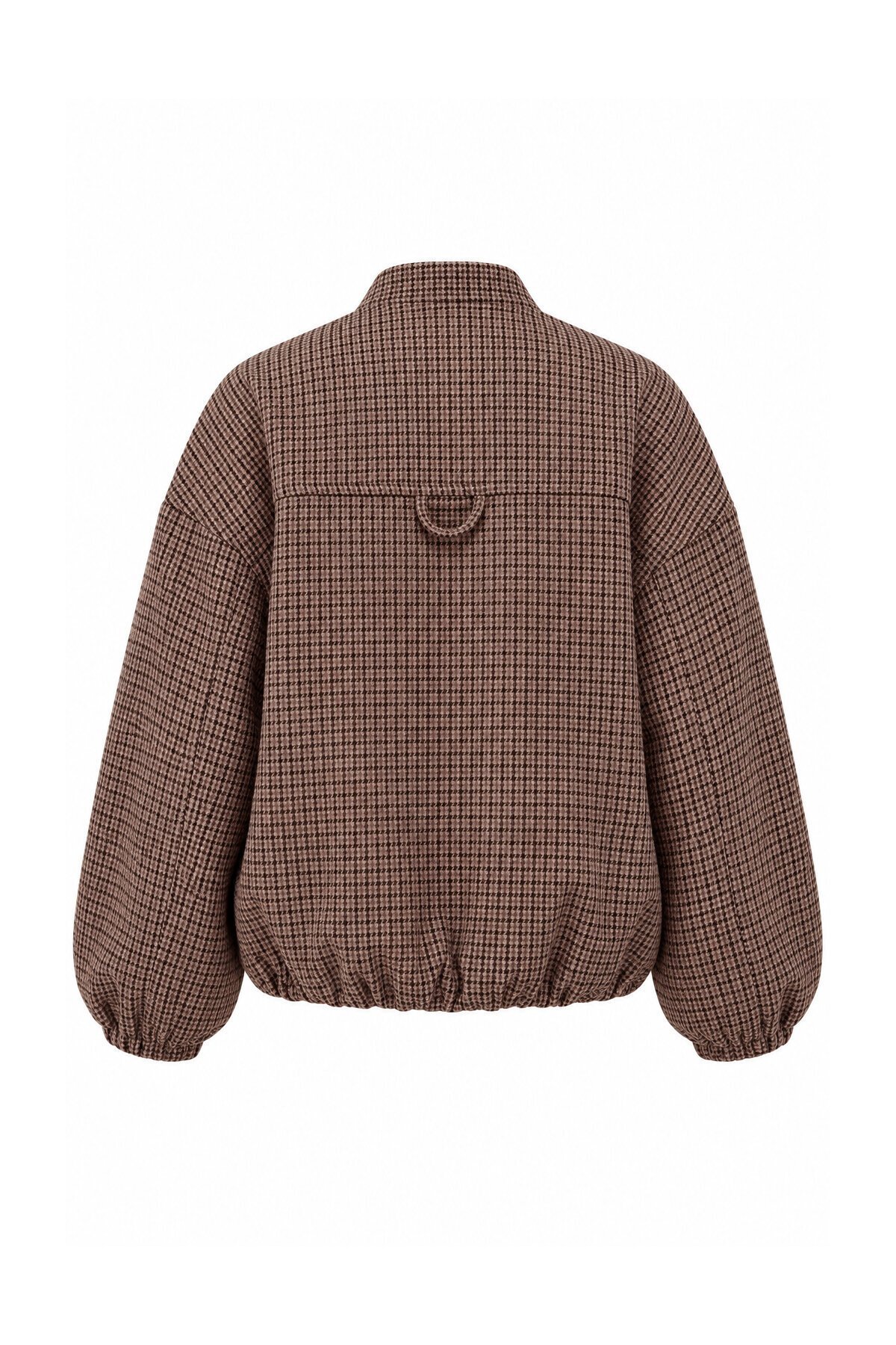 Kruvaze Kesim Büzgülü Ekose Crop Ceket
