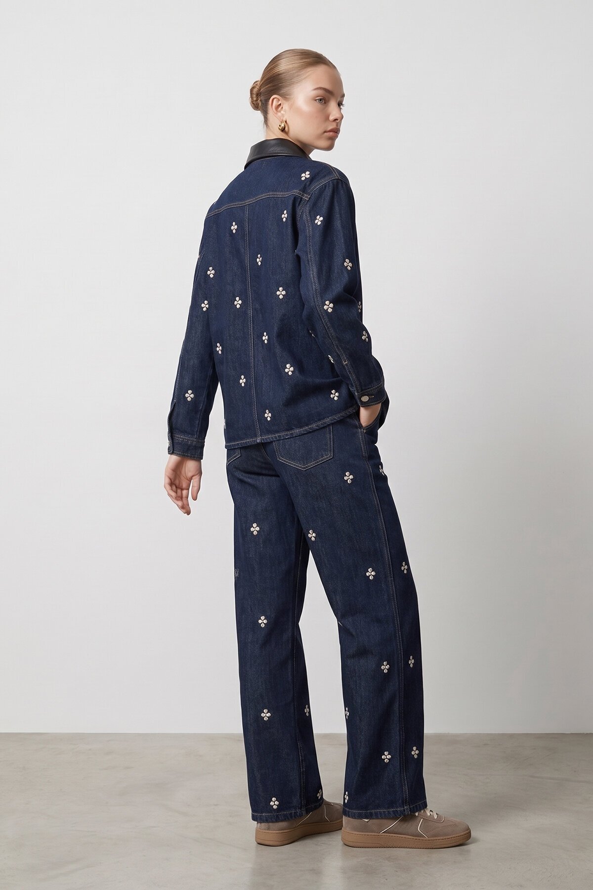 Taşlı Denim Ceket Pantolon Takım