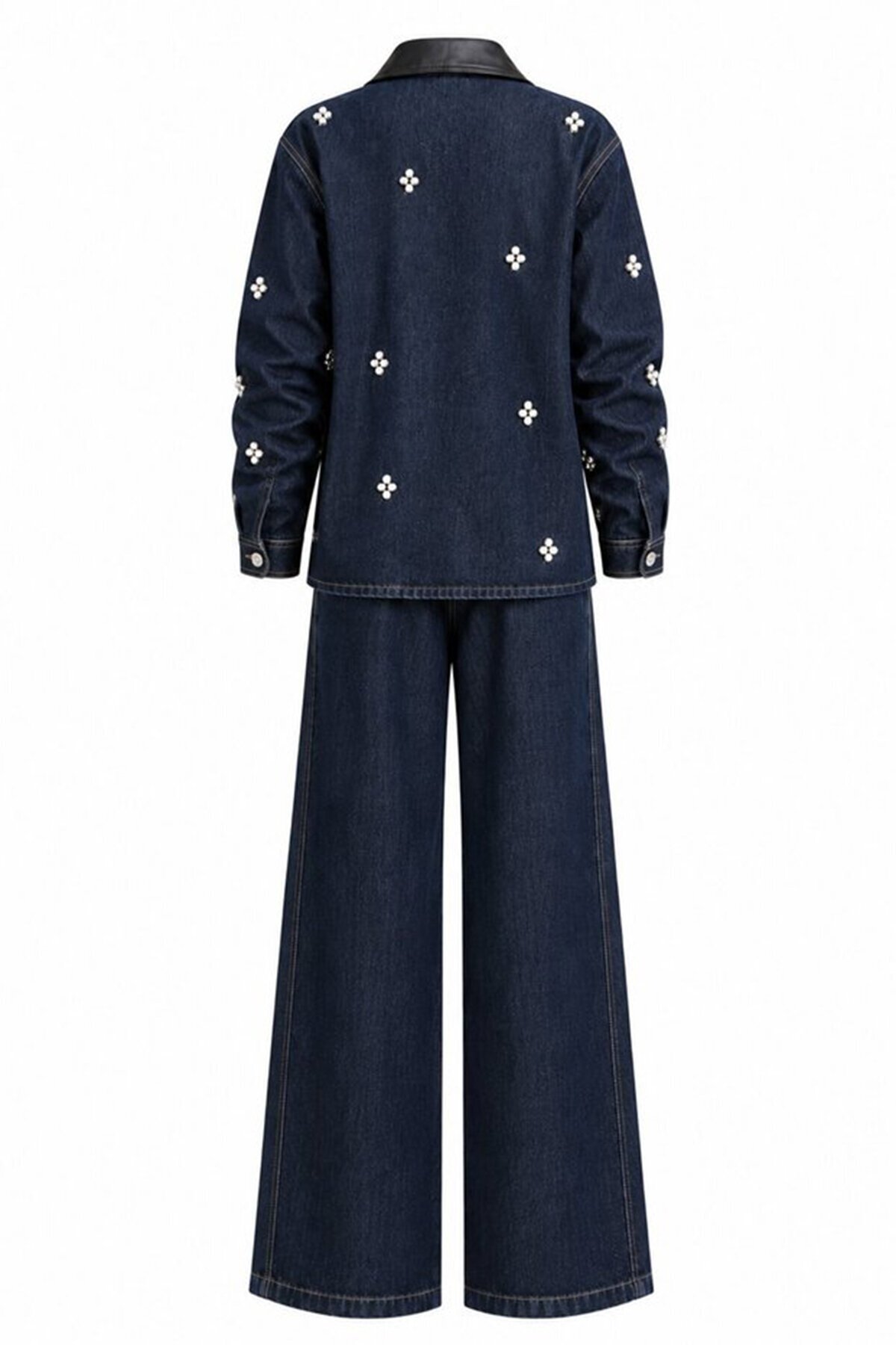 Taşlı Denim Ceket Pantolon Takım