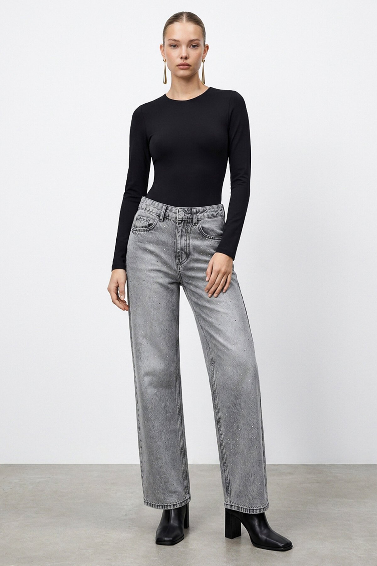 Taşlı Denim Pantolon