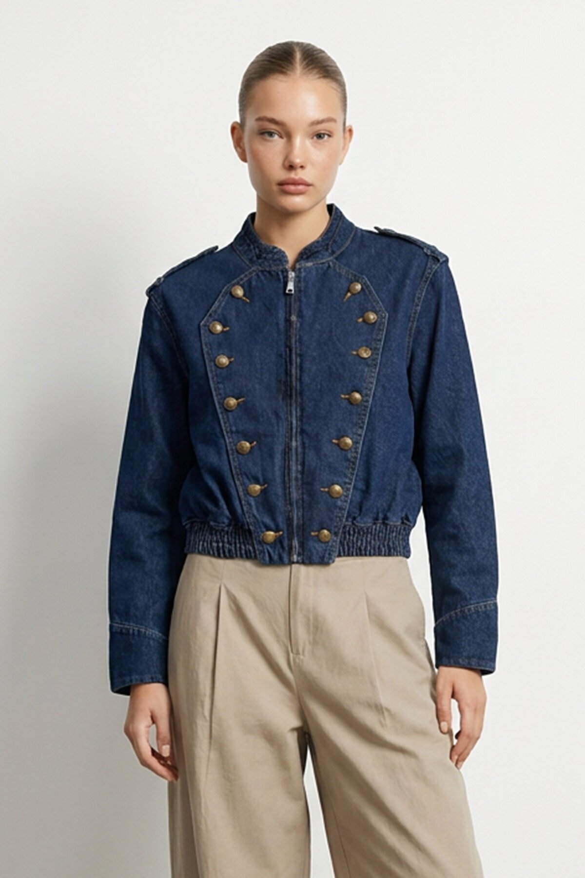 TRF Düğmeli Denim Ceket