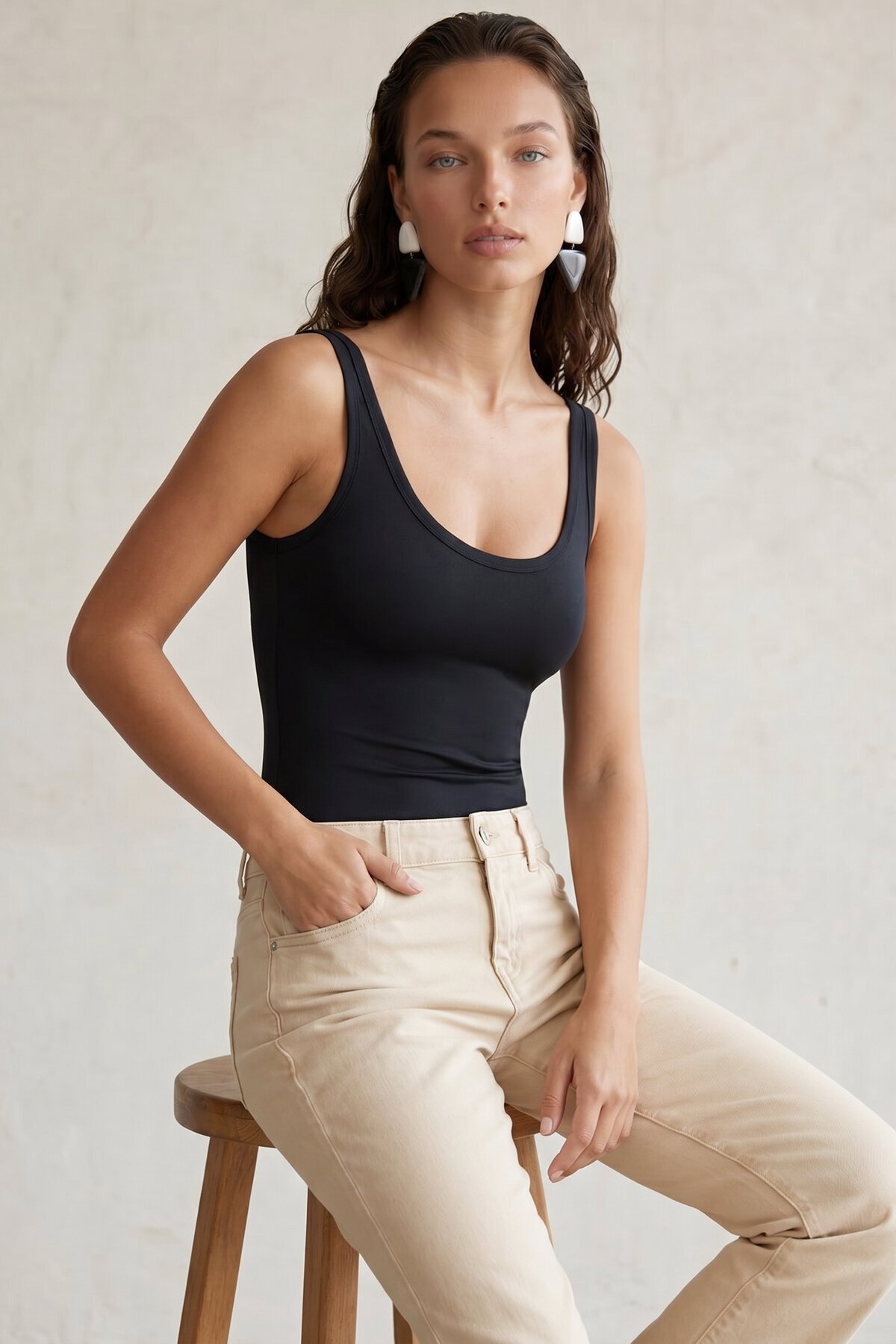 U Yaka Stretch Çıtçıtlı Body