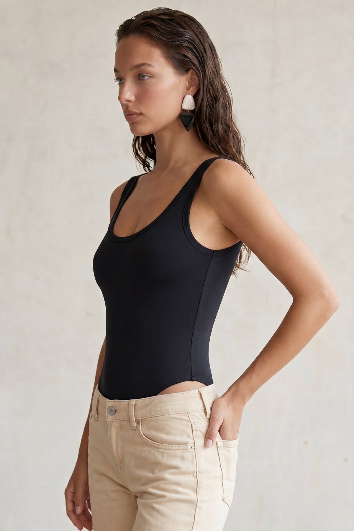 U Yaka Stretch Çıtçıtlı Body