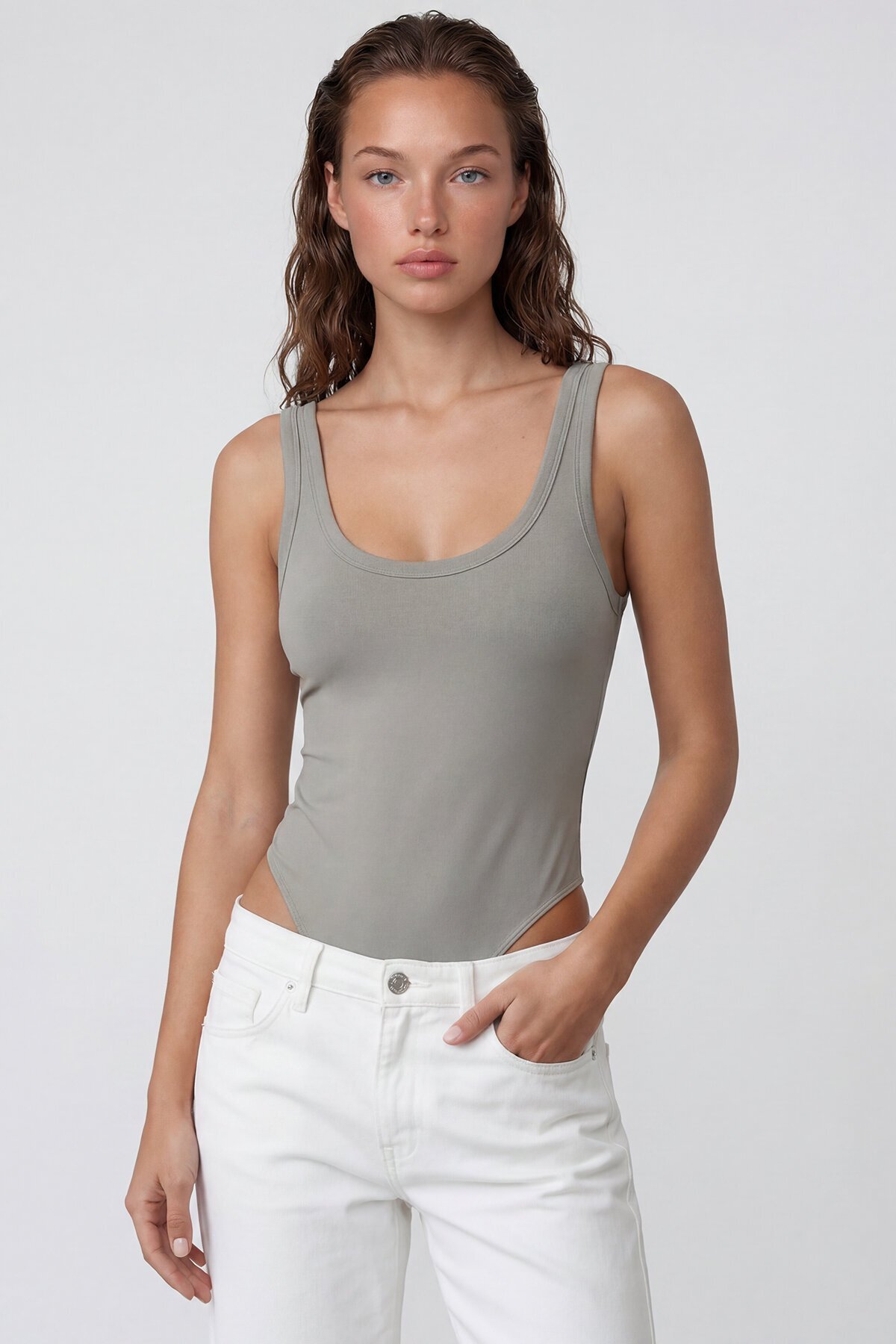 U Yaka Stretch Çıtçıtlı Body