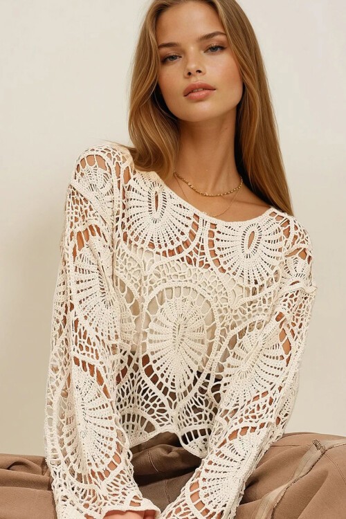 Bej Örgü Premium Kazak