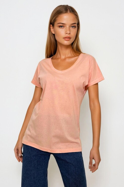 Pudra V Yaka Basic T Shirt