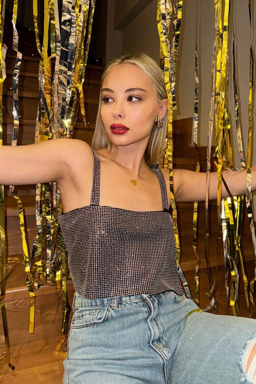 Gümüş Taşlı Sırt Dekolteli Askılı Büstiyer