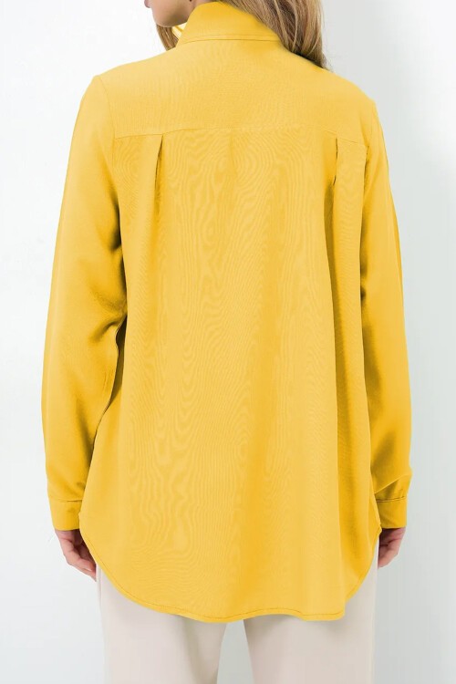 Sarı Basic Dokuma Gömlek