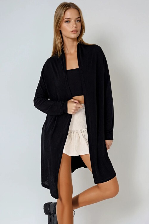 Siyah Şal Yaka Viscon Hırka