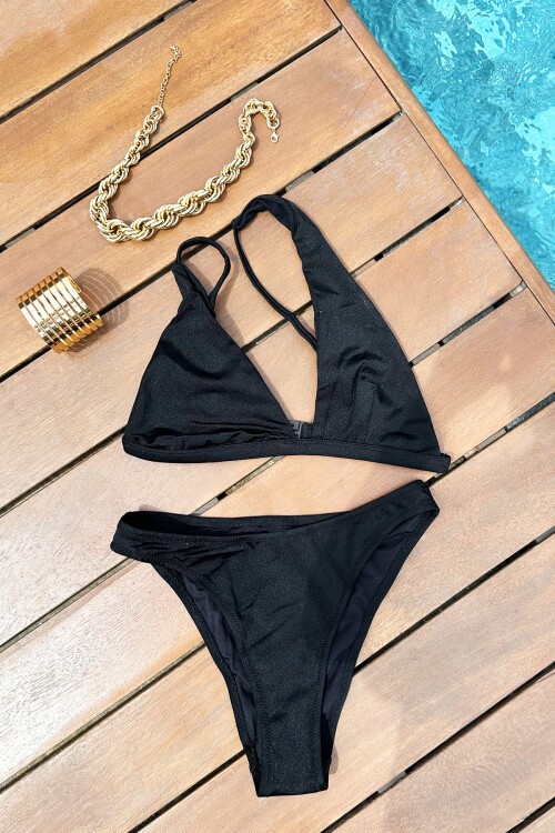 Siyah Tek Omuz Damla Model Bikini