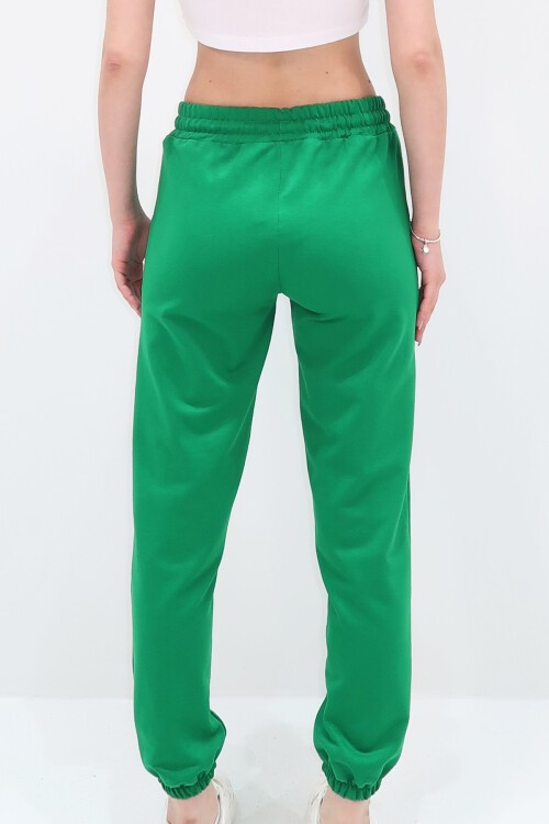 Yeşil Beli Ve Paçası Lastikli Basic Eşofman Altı