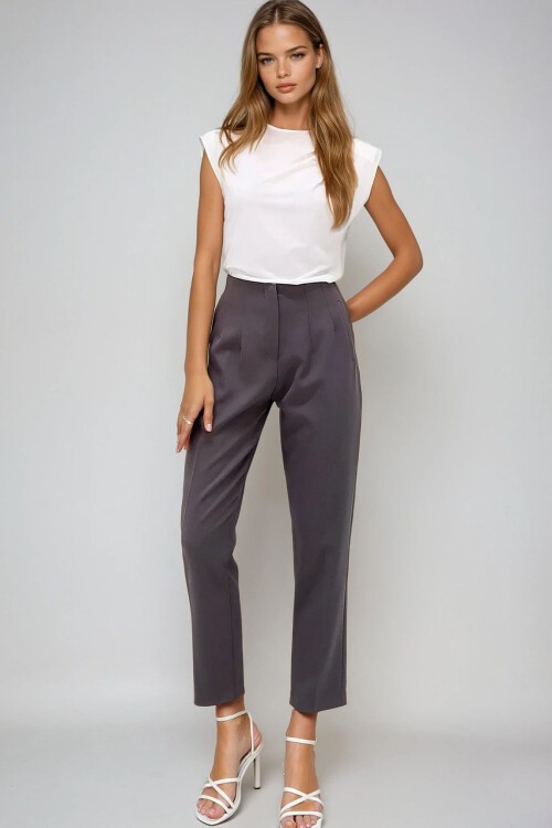 Antrasit Yüksek Bel Havuç Pantolon