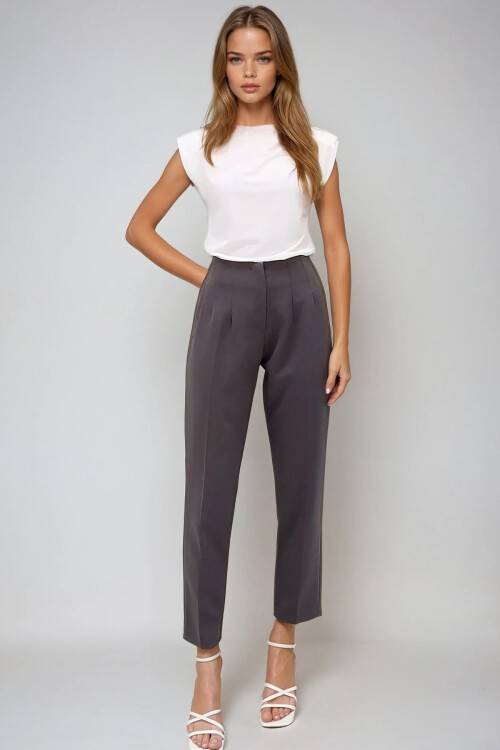 Antrasit Yüksek Bel Havuç Pantolon