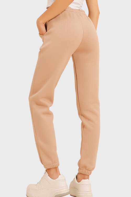 Bej 3 İplik İçi Şardonlu Jogging Eşofman Altı