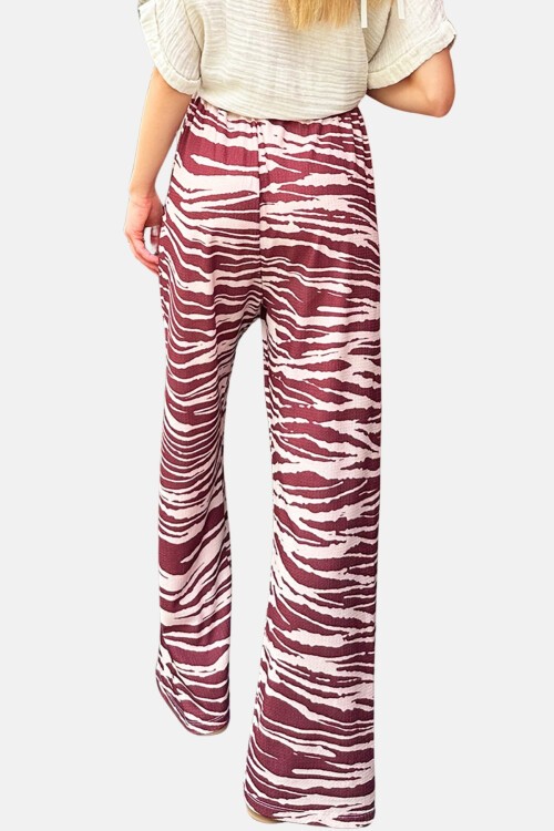 Kahve Desenli Palazzo Pantolon