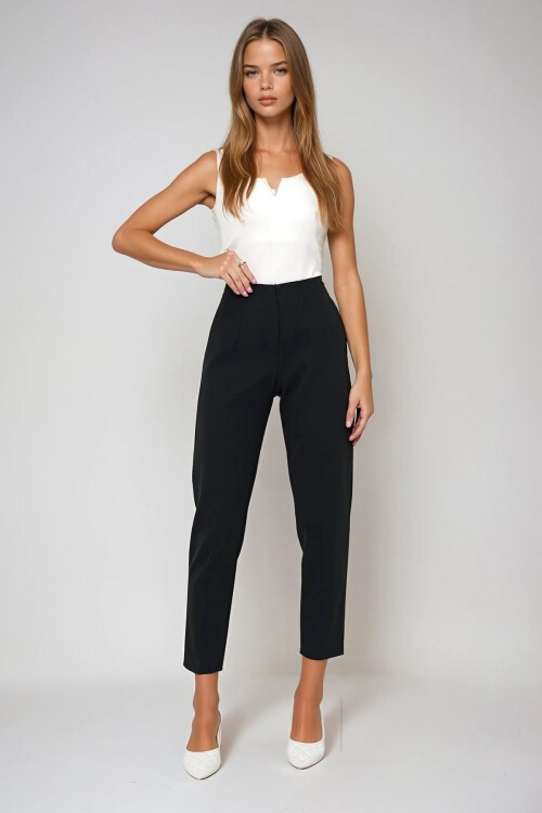 Siyah Yüksek Bel Havuç Pantolon