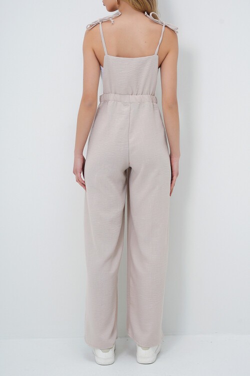 Taş Önü Cepli Askılı Halka Detaylı Aerobin Salopet Pantolon