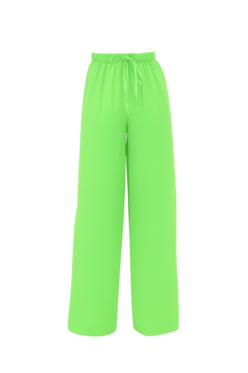 Açık Yeşil Bağcıklı Beli Lastikli Aerobin Palazzo Pantolon