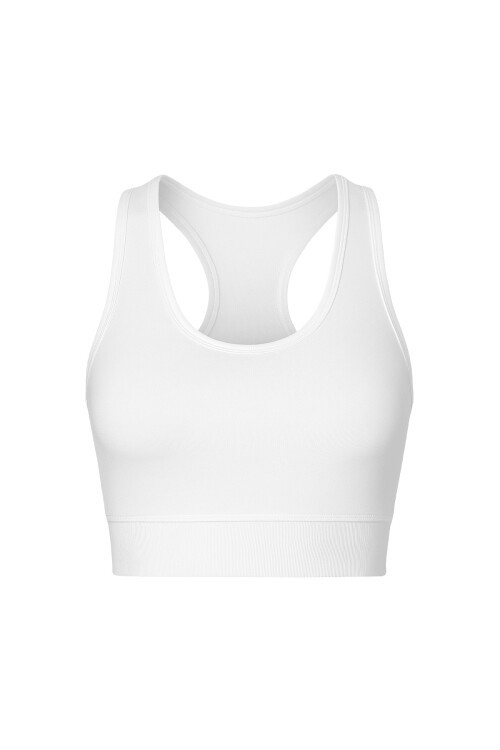 Beyaz Balenli Crop Sporcu Atlet