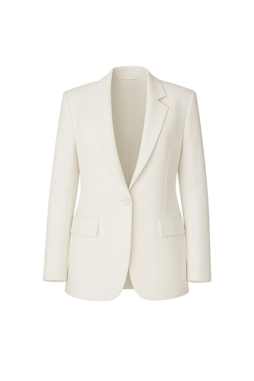 Beyaz İçi Astarlı Düğme Kapamalı Blazer Ceket