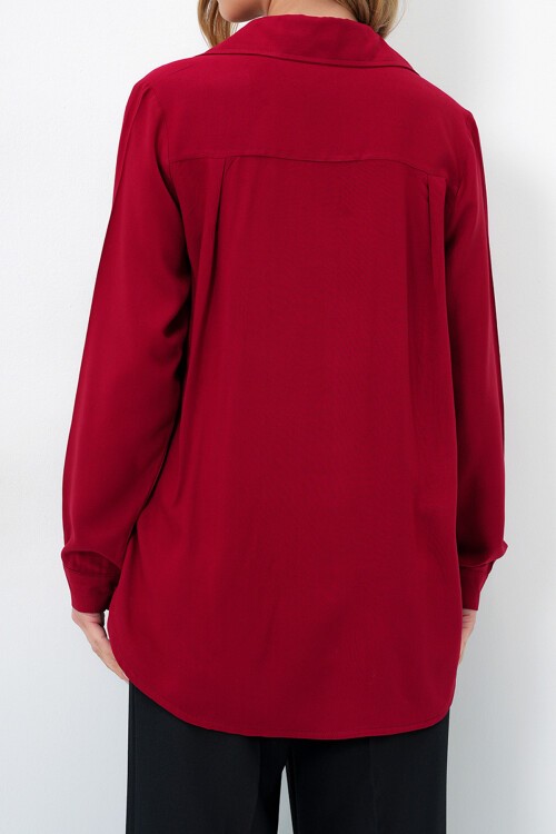 Bordo Basic Viscon Dokuma Gömlek