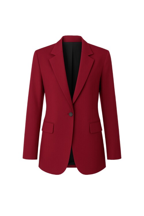 Bordo İçi Astarlı Düğme Kapamalı Blazer Ceket