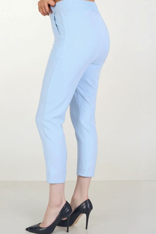 Mavi Çift Cepli Beli Lastikli Havuç Pantolon