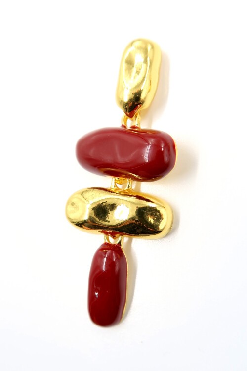 Gold Mineli Kabartmalı Modern Tasarım Küpe