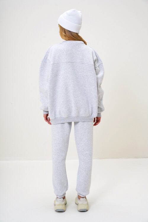 Grimelanj Bisiklet Yaka Oversize İçi Şardonlu Sweatshırt  Ve Paçası Lastikli Eşofman Takım